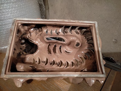 Keramicky drak, na piecku - retro, 