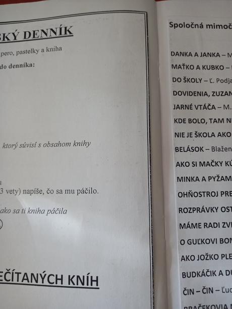 Čitateľský denník e-pomôcka 2.3.4.ročník zš,