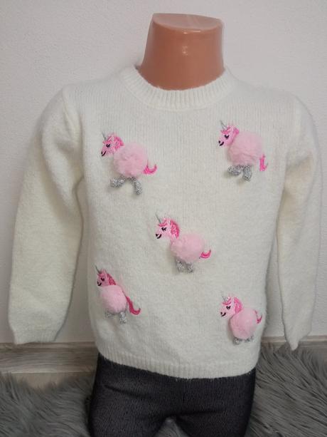 Dievčenská huňatá mikina s jednorožcom (4-5r.), primark,110