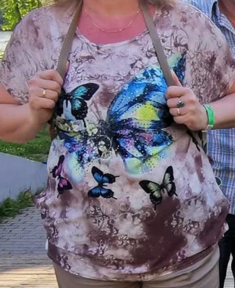 Tričko s motýľom, bledohnedé, v. xl/2xl, xl