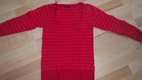 Červený pásikavý svetrík, amisu,s