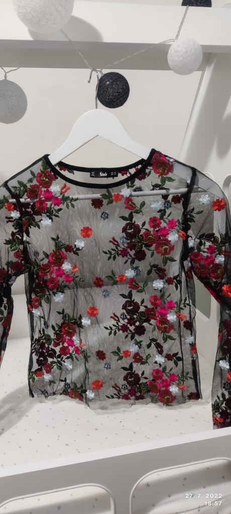 Vyšívaný priesvitný top, xs