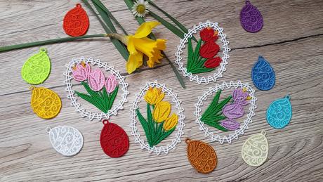 Vyšívané veľkonočné vajíčka 3 tulipány, 
