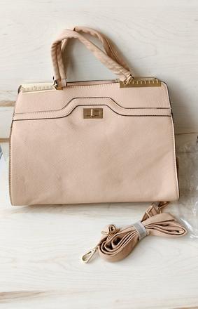 Kabelka béžová kožená, 