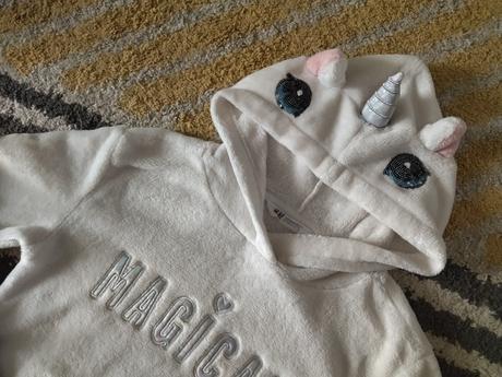 Flísová jednorožcová mikinka 134/140, h&m,134