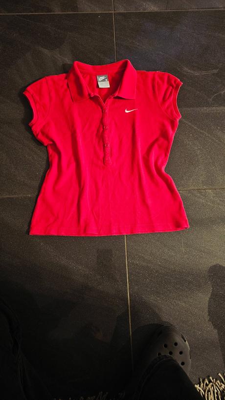 Syto ružové crop polo tričko kratke, nike,s