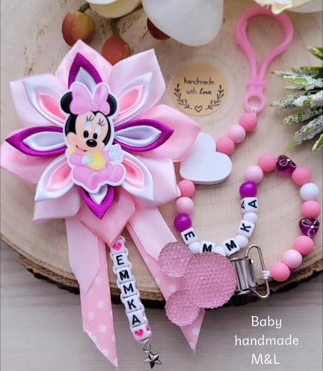 Šnúrka na cumlik a mašla na kočík disney,