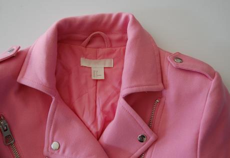 Štýlová ružová motorkárska bunda (biker jacket), h&m,s
