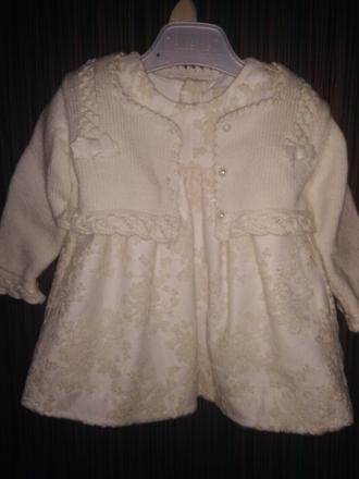 Mayoral šatky na krst s bolerkom a čiapočkou, 56