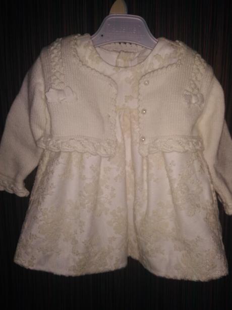 Mayoral šatky na krst s bolerkom a čiapočkou, 56