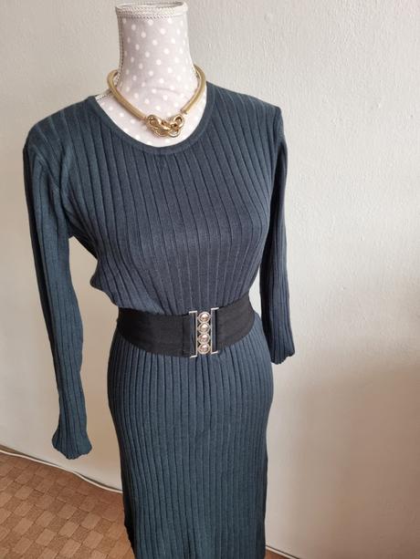 Fľaškovozelené pletené šaty m/l, m