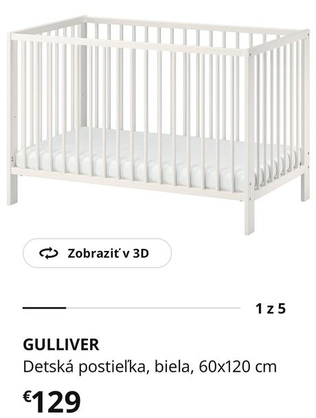 Detska postielka ikea gulliver, šírka (cm): 60,dĺžka (cm): 120