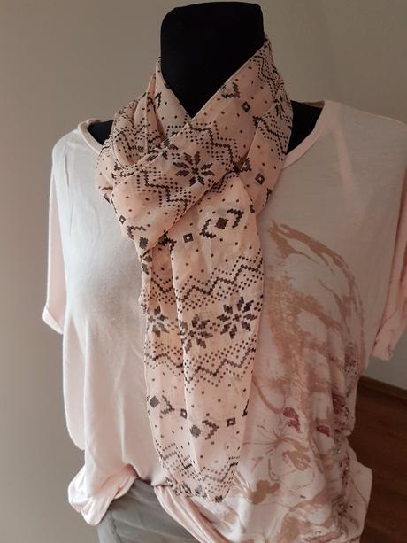 Bledoružový elegantný šálik šatka, l