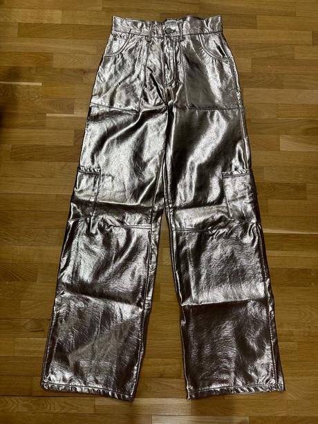 Retro strieborne nohavice, pull&bear,xs