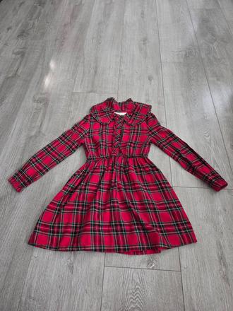 Vianočné červené šaty kockavé, 134