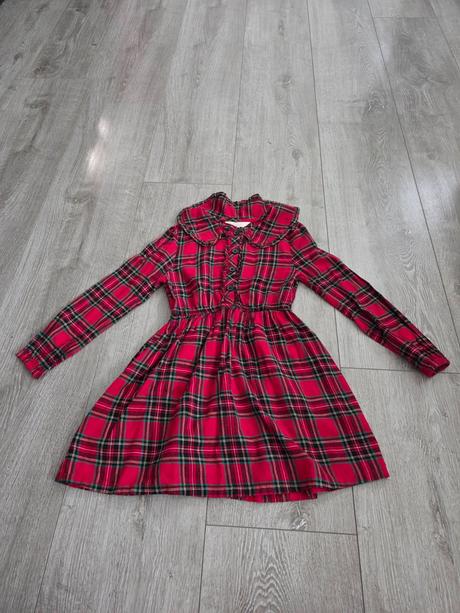 Vianočné červené šaty kockavé, 134