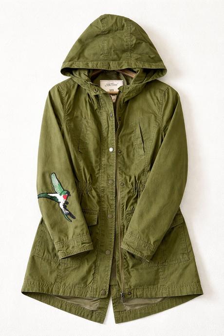 Olivová parka s kolibríkom, takko,xs