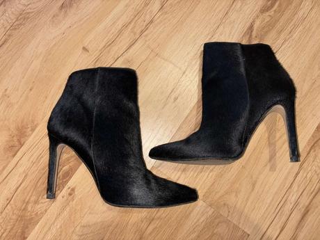 Kožené členkové topánky s konskou srsťou zara 37, zara,37