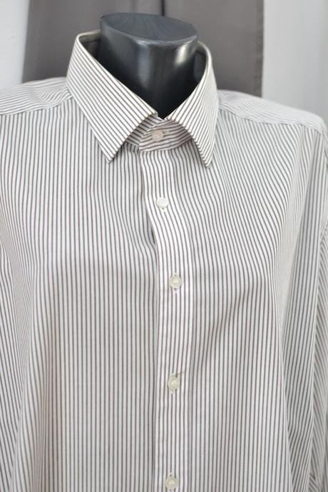 Pánska biela košeľa s hnedým pásikom 44, l