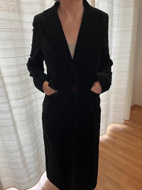 Čierny zamatový kabát, dorothy perkins,m