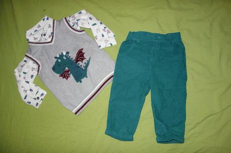 Kompletik nohavic, kosielky a vesticky tu, tu,80