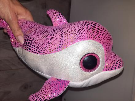 Lesklý ružový plyšový delfín ty plyšák, 