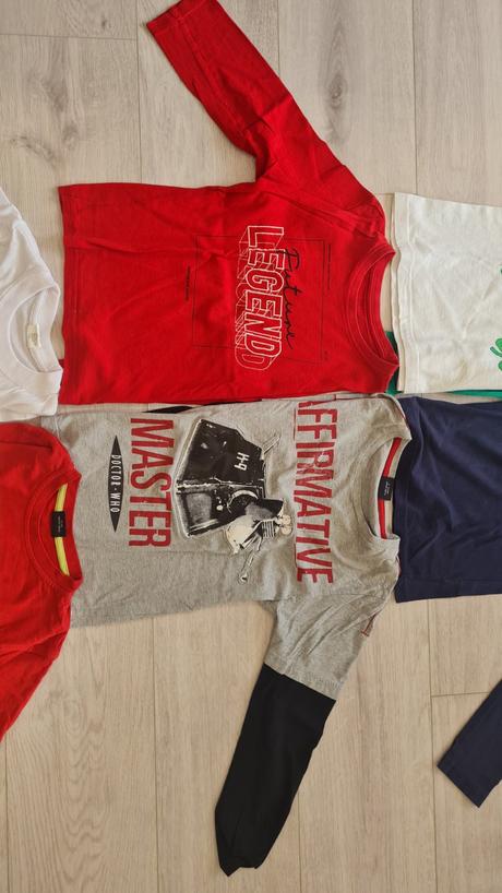 6x dlhé tričko s dlhým rukávom veľkost 128, 7 az 8, 122–134