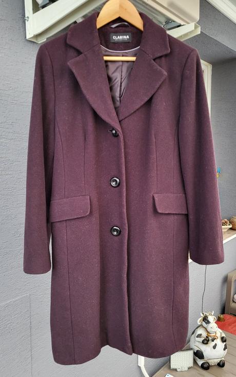 Fialový vlnený kabát, m