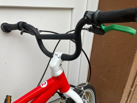 Červený detsky bicykel woom 2, woom,14