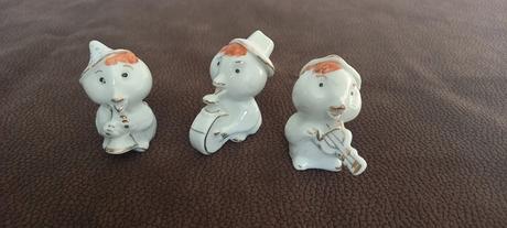 Traja porcelánový muzikanti vtáčiky, 