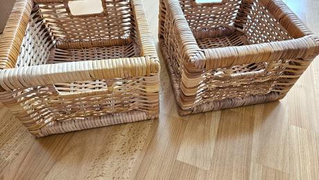 Pevný prútený košík, prírodný vzhľad, 1ks,