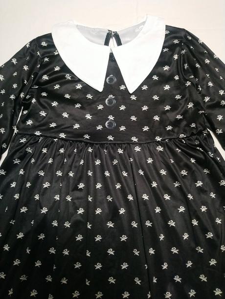 Školáčka wednesday addams, šaty a vlasy, 116-128,