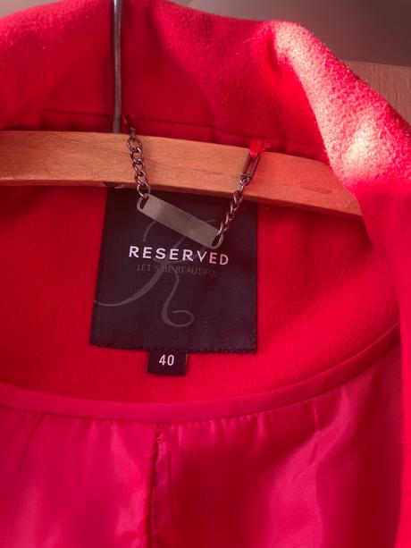 Dámsky červený kabát, zn.reserved, 40, reserved,40