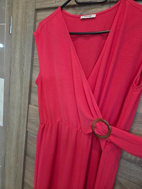 Nohavicový overal malinový, orsay,40