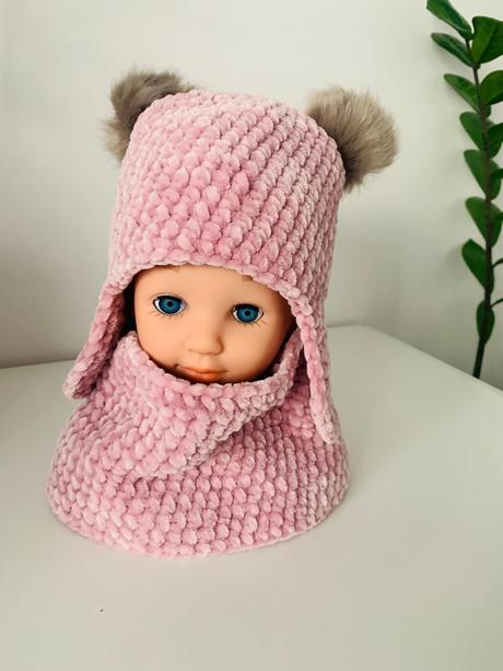 Detská čiapka a nákrčník, 62 / 68 / 74 / 80