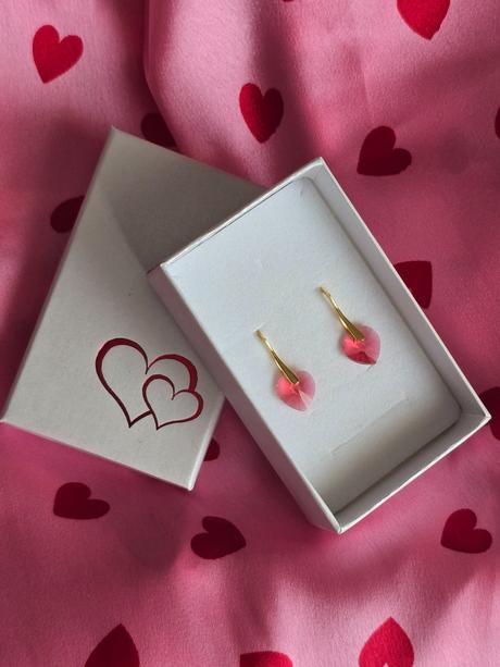 Pozlátené náušnice swarovski elements srdce, swarovski