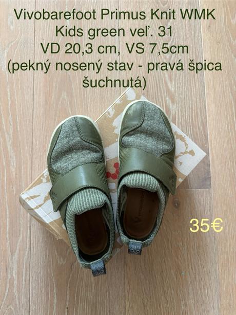 Tenisky vivobarefoot primus knit wmk kids green 31, vivobarefoot,31
