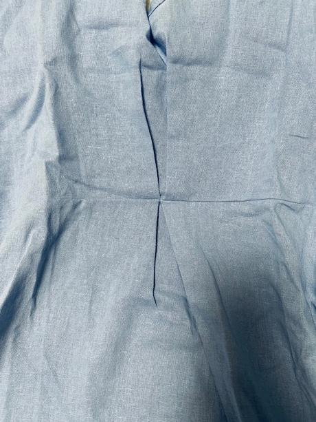 Bledomodré ľanové voľné šaty s kapucňou xl, xl