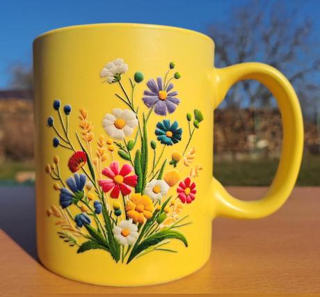 Keramický hrnček žltý lúka 350ml (h11),