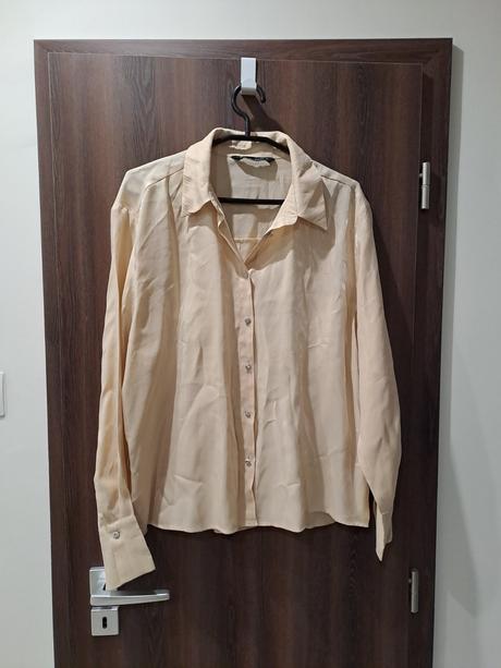 Zara broskyňová blúzka lesklý materiál, zara,xl