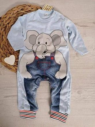 Detské dupačky sivé so slonikom, 62 / 68 / 74 / 80 / 86