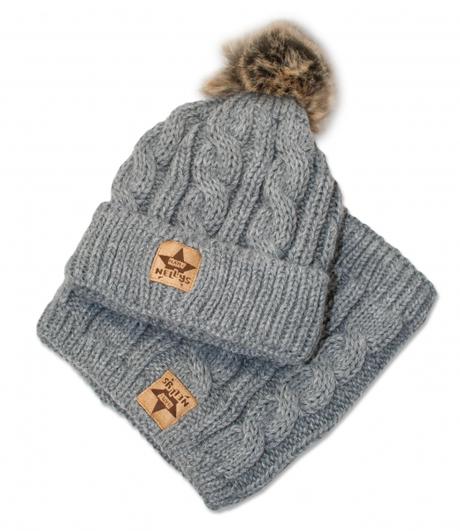 Zimná pletená čiapka s brmbolcom + komín, 104 / 110 / 116