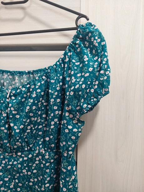 Krásne petrolejové kvetované šaty shein 1xl, xxxl
