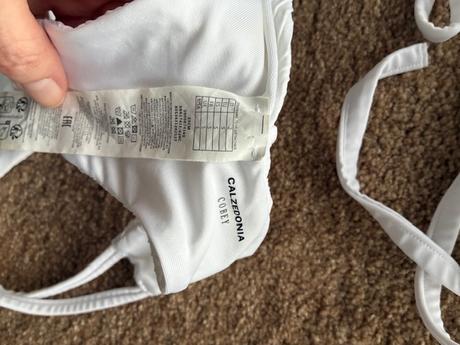 Plavky tanga bikini biele vel.s, calzedonia,s