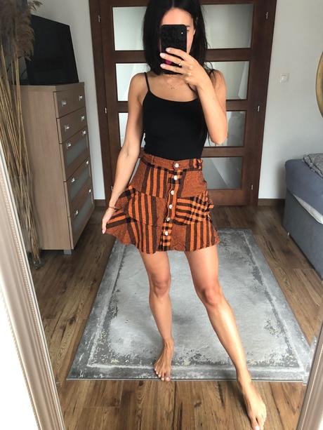 Červená karovaná sukňa, xs