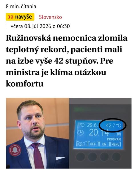 Teplo v nemocnici a vyjadrenia politikov