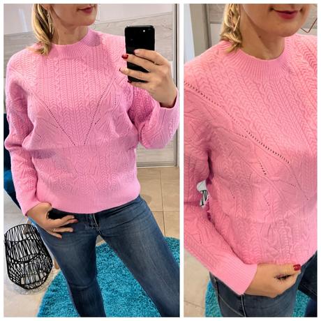 Dámsky sveter zo vzorovaného úpletu ružový (uni), l / m / s / xl
