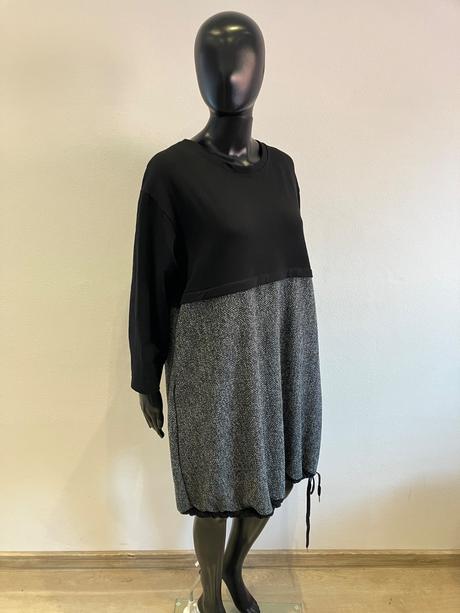 Dámske šaty oversize sivo-čierne (uni), l / m / xl