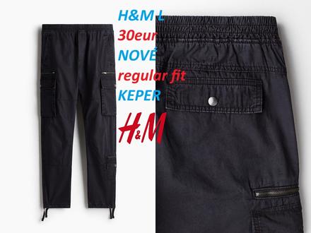 Keprové cargo nohavice hm (kapsáče) čierne, h&m,l