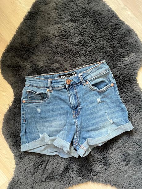 Riflove sortky kratasy modre  dzinsove, fishbone,xs